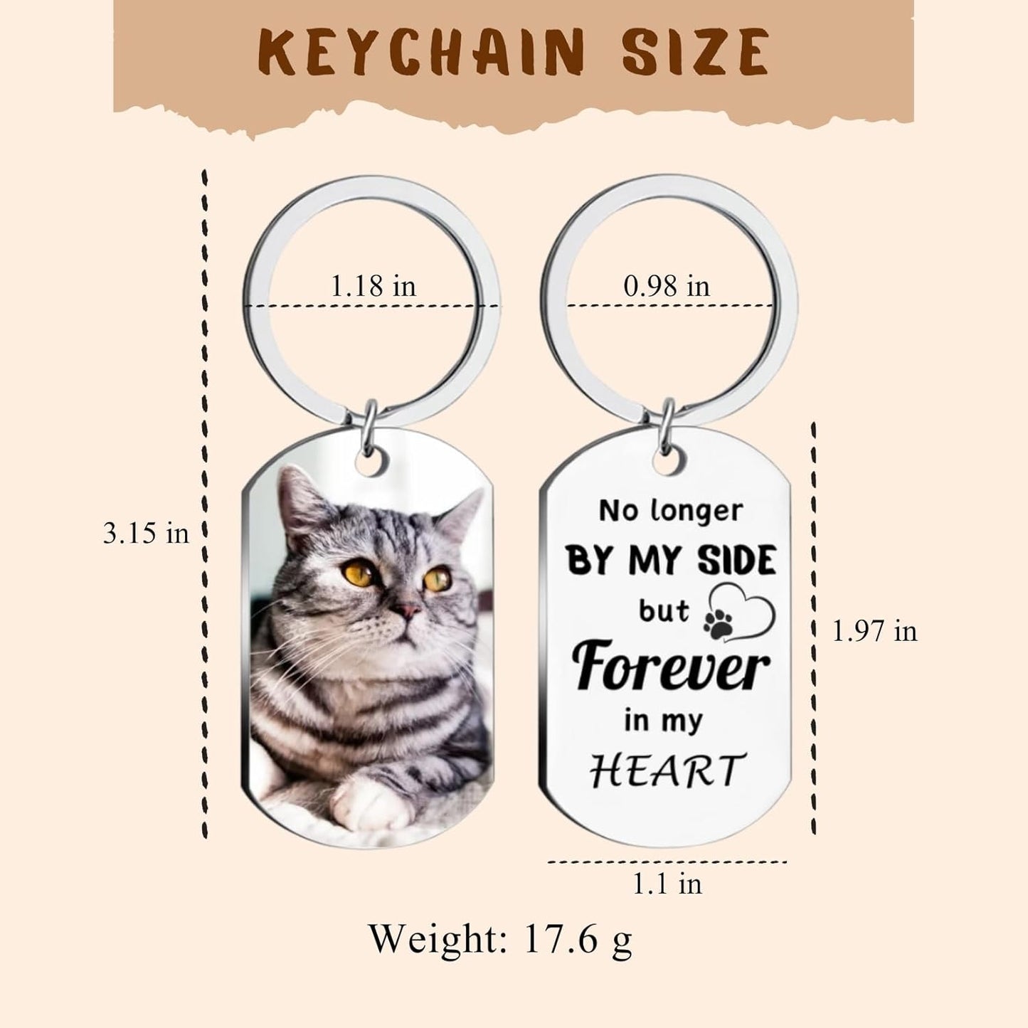 Cat Memorial Gifts for Loss of Cats Custom Pet Picture Keychain Personalized Sympathy Gift for Loss of Pet