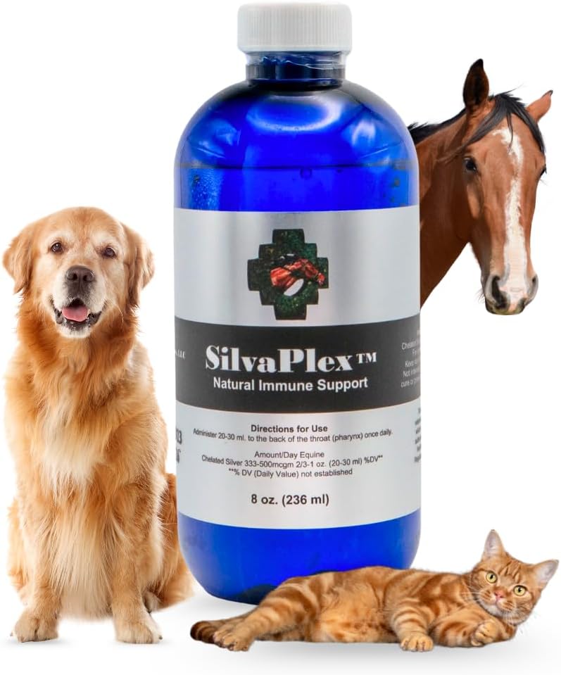 Natural Immune Support Solution for Dogs, Cats, Horses, Small Animals, 100 PPM Chelated Silver (8 oz)