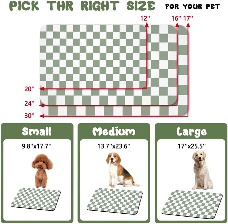Dog Food Mats for Floors Waterproof, Pet Water Bowl Mats Pet Feeding Absorbent Placemats Plaid 16 * 24 inch