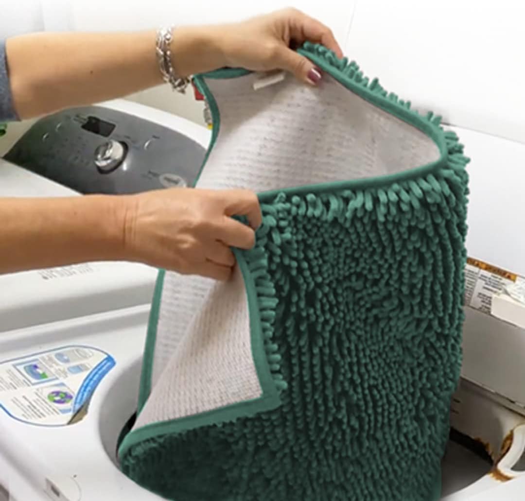 Muddy Mat® Pack of 3 Highly Absorbent Microfiber Dog Door Mat and Pet Rug, Non Slip Thick Washable Area Mat Soft Chenille for Kitchen Bathroom Bedroom and Outdoor - Sea Green Small, Medium & Large