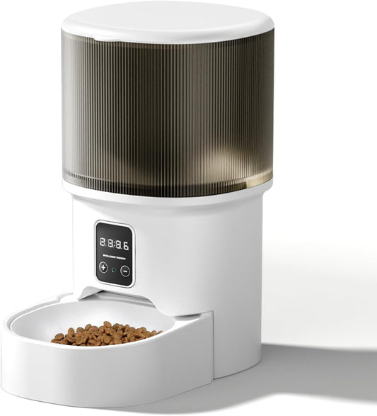 Automatic Cat Feeder, 4L Auto Cat Feeder Dry Food Dispenser, Electric Pet Feeder Dual Power Supply, Programmable Pet Feeder Timed 1-6 Meals Per Day, 1-9 Portion