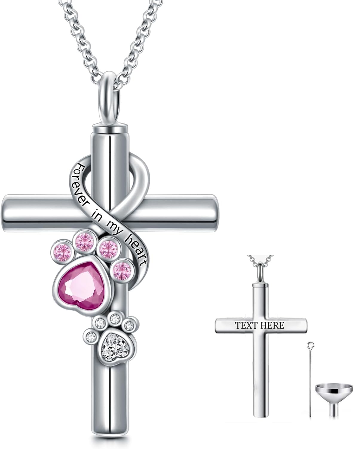 Cross Urn Necklace for Ashes 925 Sterling Silver Cremation Jewelry with Funnel Filler Kit Ashes Necklace for Human Women Girl Pets