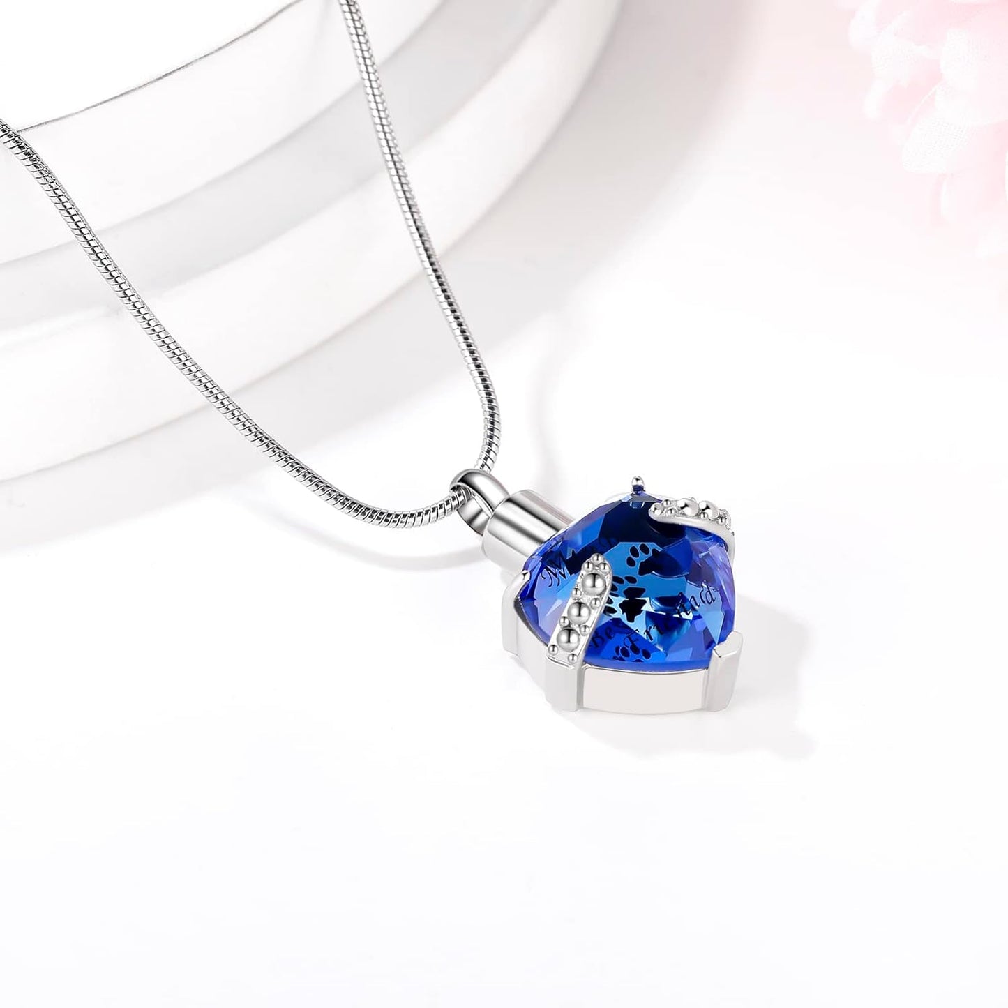 Cremation Jewelry for Ashes for Dog Cat Waterproof Pet Memorial Urn Pendant Necklace for Ashes