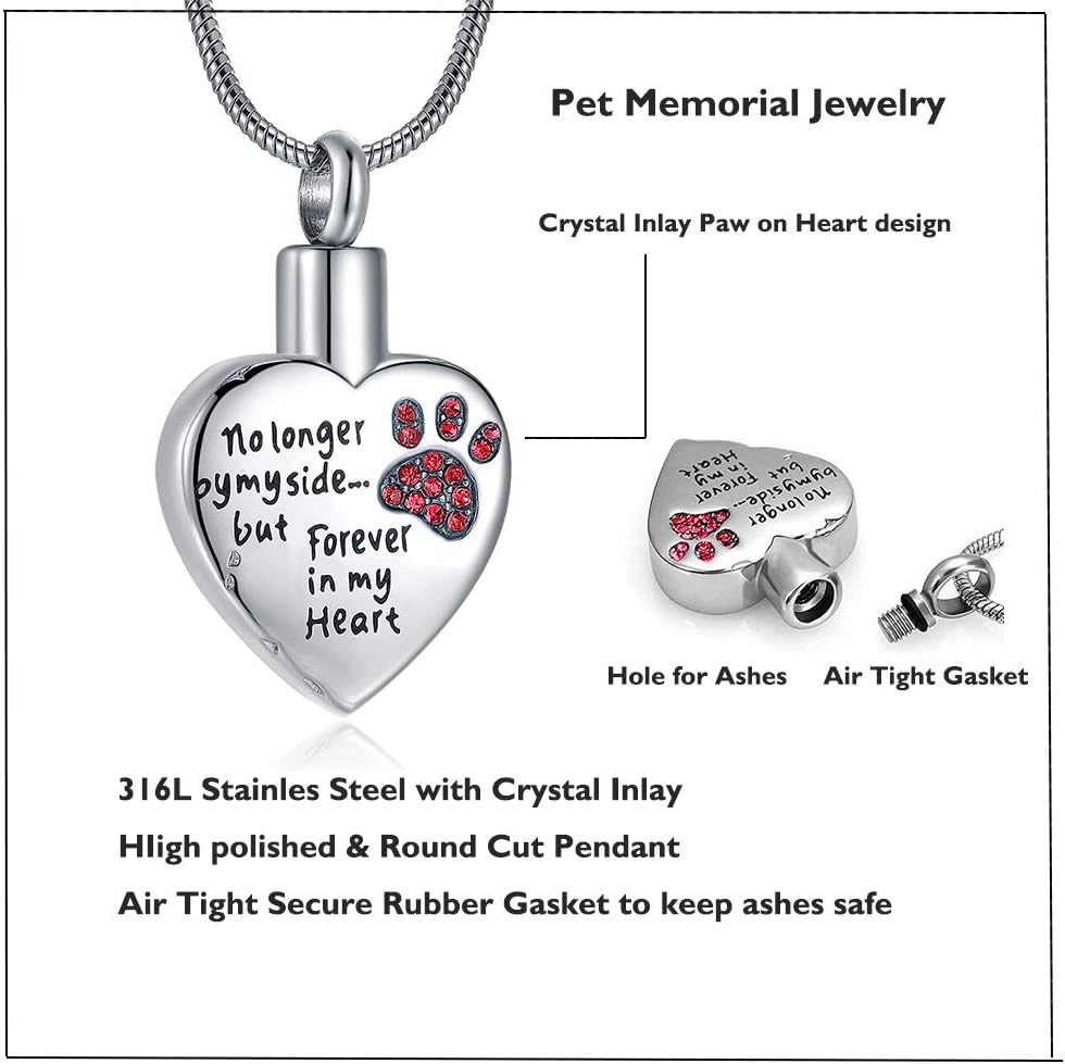 Cremation Jewelry for Ashes for Dog Cat Waterproof Pet Memorial Urn Pendant Necklace for Ashes