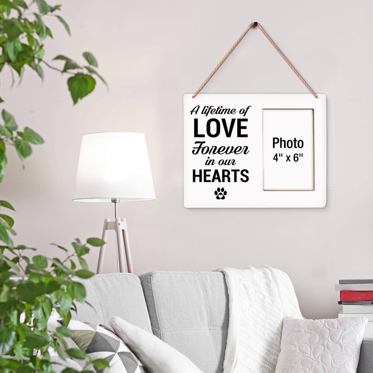 Dog Memorial Gifts for Loss of Dog Picture Frame, Pet Memorial Gifts for Dogs, Sympathy Gift for Cat Pet Lovers, A Lifetime of Love Forever in Our Hearts Wood Photo Frames, 4 x 6 Inch Photo