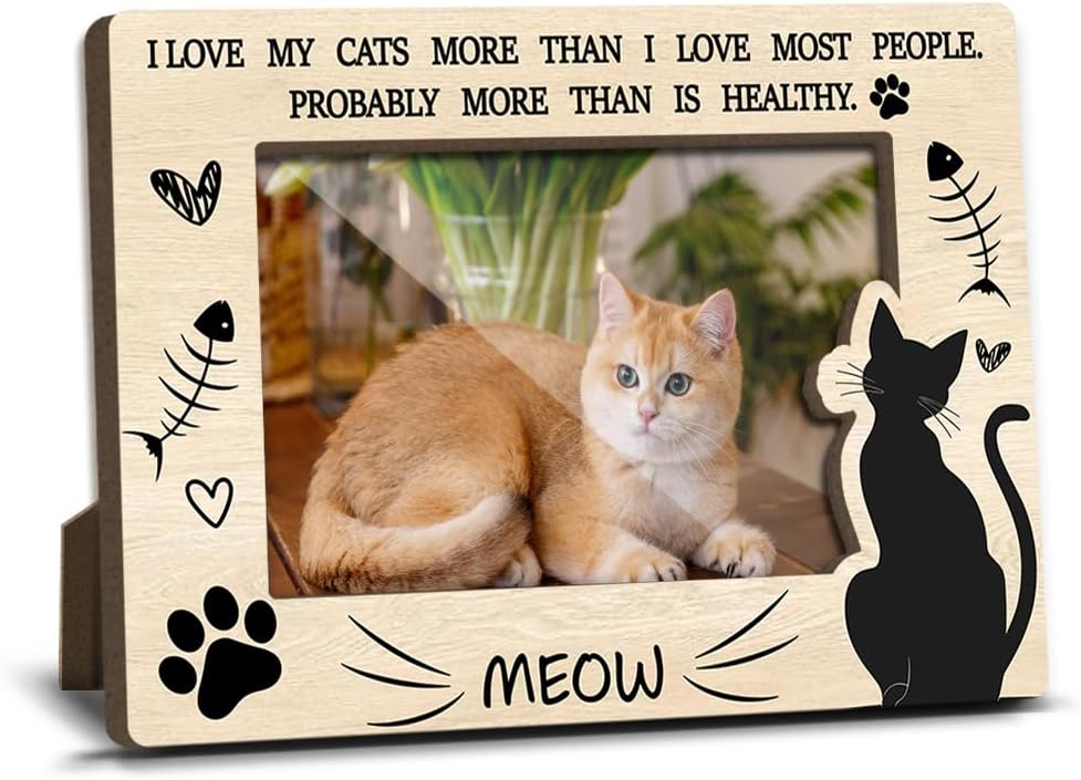 Cat Memorial Photo Frames Dog Cat Loss Remembrance Gift Sympathy Keepsake for Pet Lovers Condolence Present for Pet Owner I Love My Cats More Than I Love Most People Picture Frames 4x6 Photo - YY022