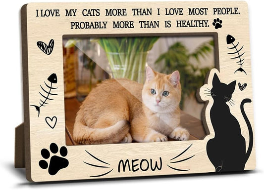 Cat Memorial Photo Frames Dog Cat Loss Remembrance Gift Sympathy Keepsake for Pet Lovers Condolence Present for Pet Owner I Love My Cats More Than I Love Most People Picture Frames 4x6 Photo - YY022