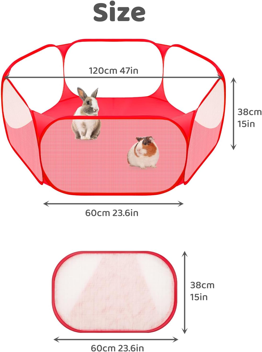 Amakunft Small Animals C&C Cage Tent, Breathable & Transparent Pet Playpen Pop Open Outdoor/Indoor Exercise Fence, Portable Yard Fence for Guinea Pig, Rabbits, Hamster, Chinchillas and Hedgehogs