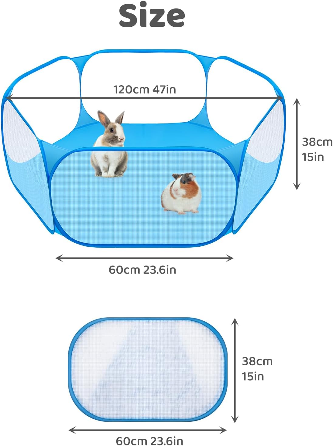 Amakunft Small Animals C&C Cage Tent, Breathable & Transparent Pet Playpen Pop Open Outdoor/Indoor Exercise Fence, Portable Yard Fence for Guinea Pig, Rabbits, Hamster, Chinchillas and Hedgehogs