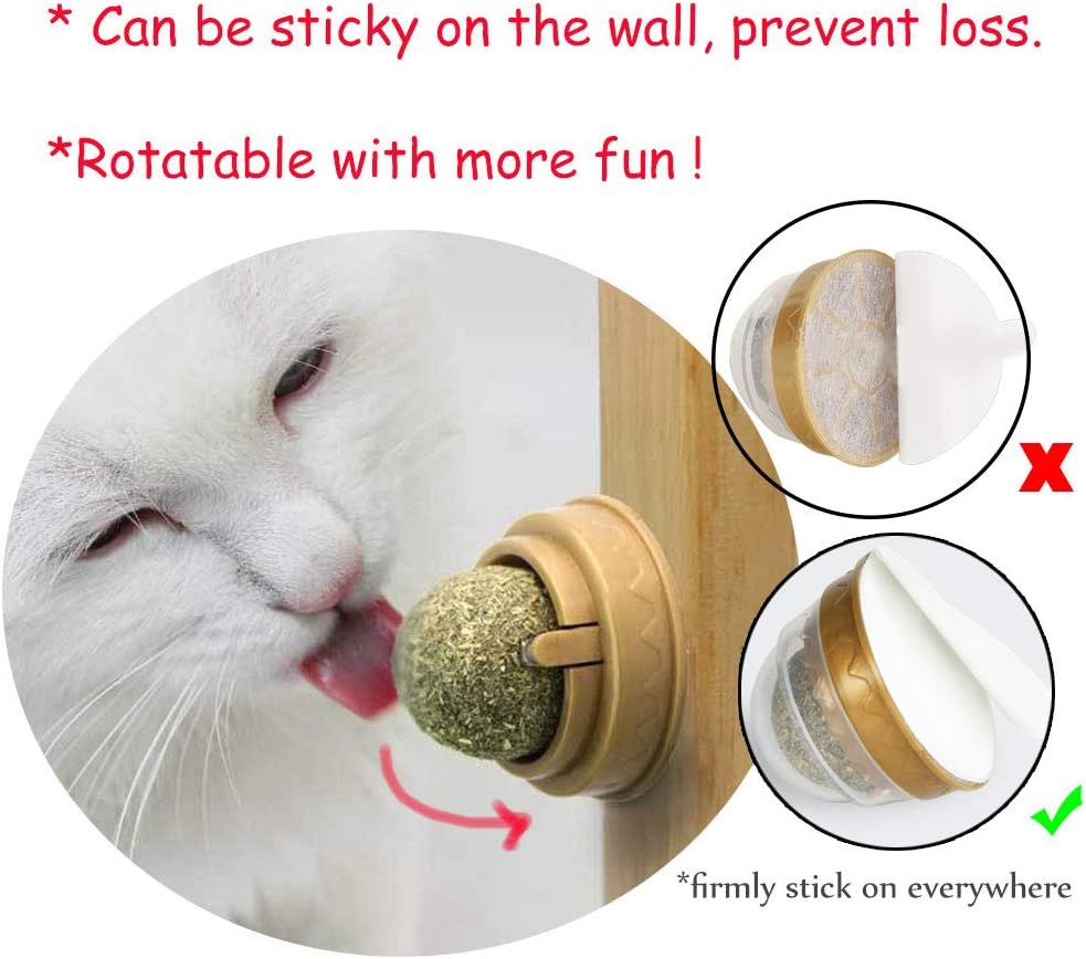 Oncpcare Rotating Catnip Balls (2 Pack) – Natural Catnip Wall Toys Rotating Lick-and-Chew Treats for Cats | Aids Digestion, Teeth Cleaning & Daily Play