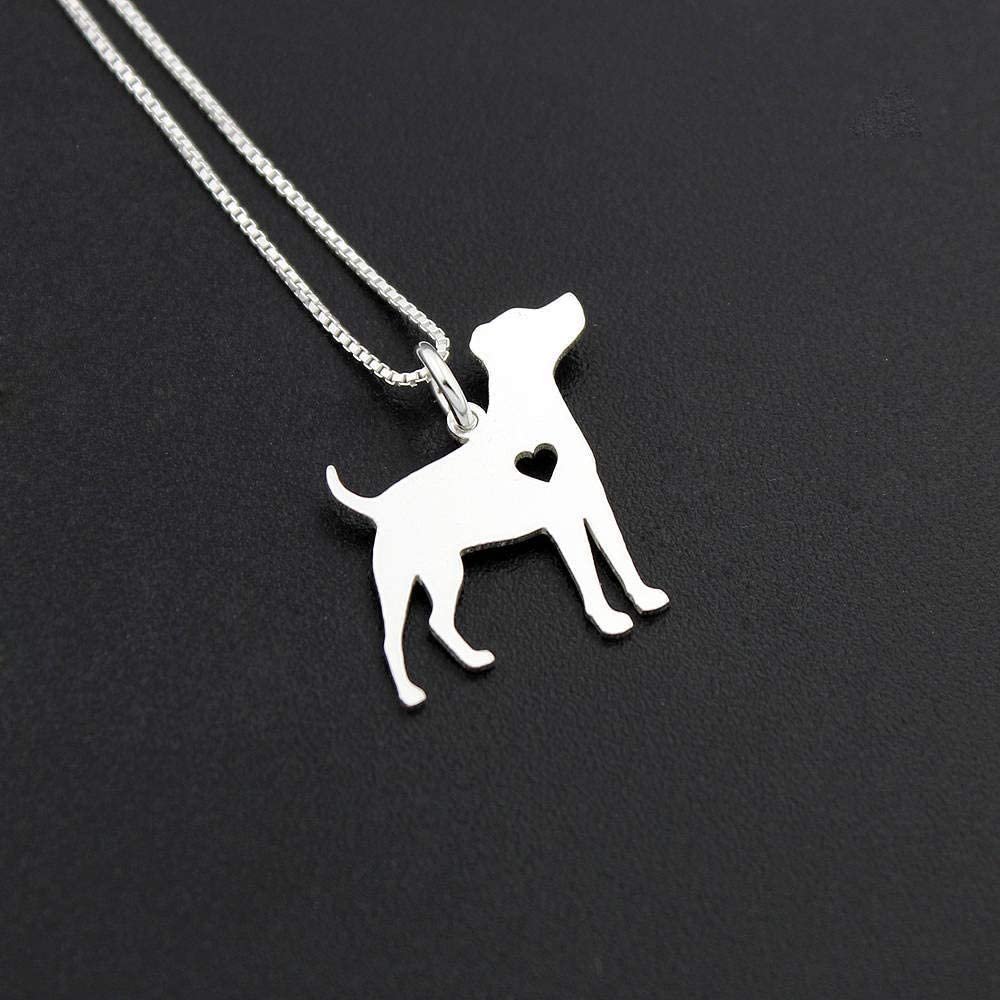 Jack Russell Terrier engavable necklace sterling silver dog breeds pendant w/Heart - Love Pet Jewelry Italian chain Women Best Cute Gift Personalized