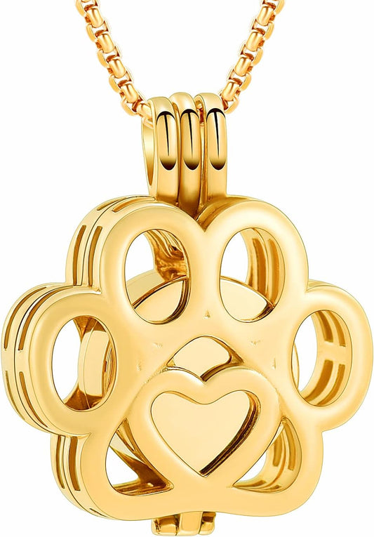 Oinsi Pet Cremation Jewelry For Ashes For Dog/Cat Paw Stainless Steel Memorial Locket Urn Necklace Inside Mini Case Keepsake Cremation Jewelry Women Men
