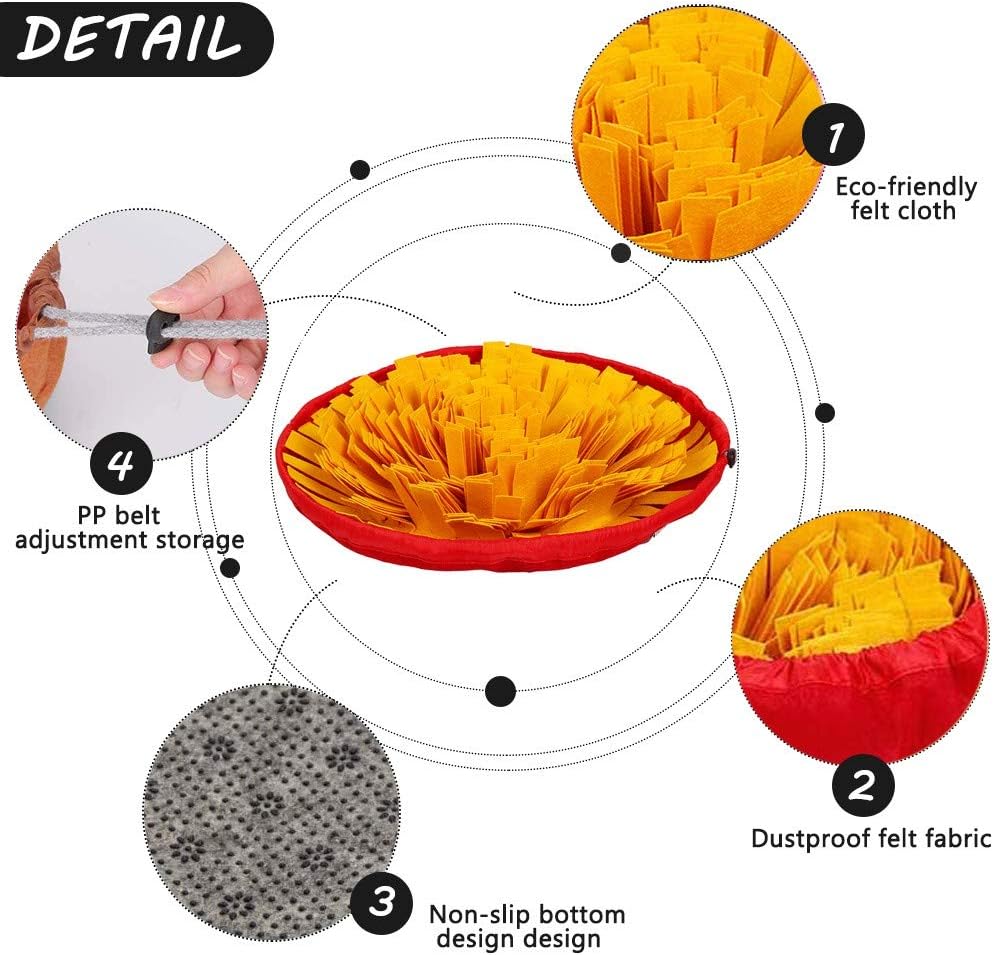 AWOOF Pet Snuffle Mat for Dogs, Interactive Feed Game for Boredom, Encourages Natural Foraging Skills for Cats Dogs Bowl Travel Use, Dog Treat Dispenser Indoor Outdoor Stress Relief (Yellow)