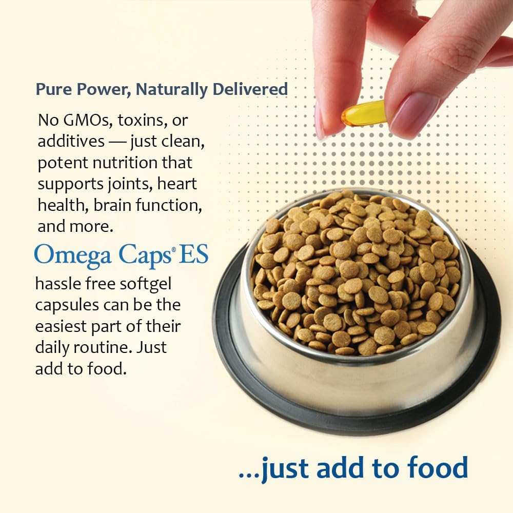 Omega Caps ES Extra Strength for Large and Giant Dogs Omega-3 and Omega-6 Fatty Acid Antioxidant Supplement Vet Formulated Made in USA Skin Coat Joint Heart and Immune Health 60 Softgel Capsules