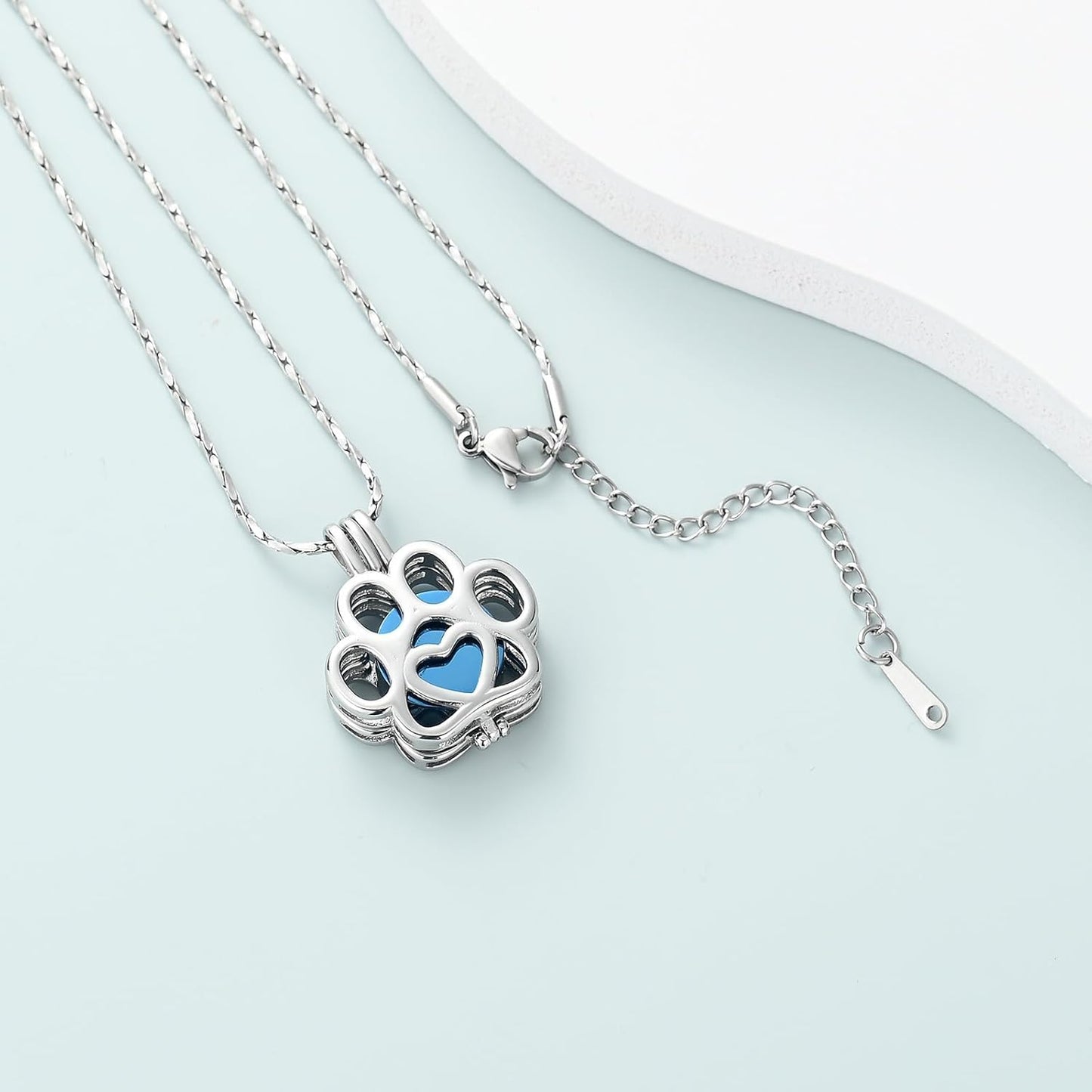 Imrsanl Pet Ashes Necklace Cremation Jewelry for Cat Dog Ashes Pendant Paw Print Urn Necklace for Women Men Keepsake Jewelry for Memorial Locket