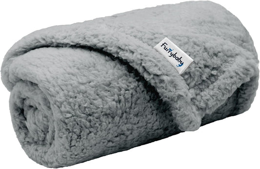 furrybaby Dog Blankets for Small Dogs, Puppy Small Fleece Blankets for Pets, Premium Cat Blanket, Sherpa Pet Blanket Washable for Pet Kitten Doggy (Grey, 24x32 in, S)