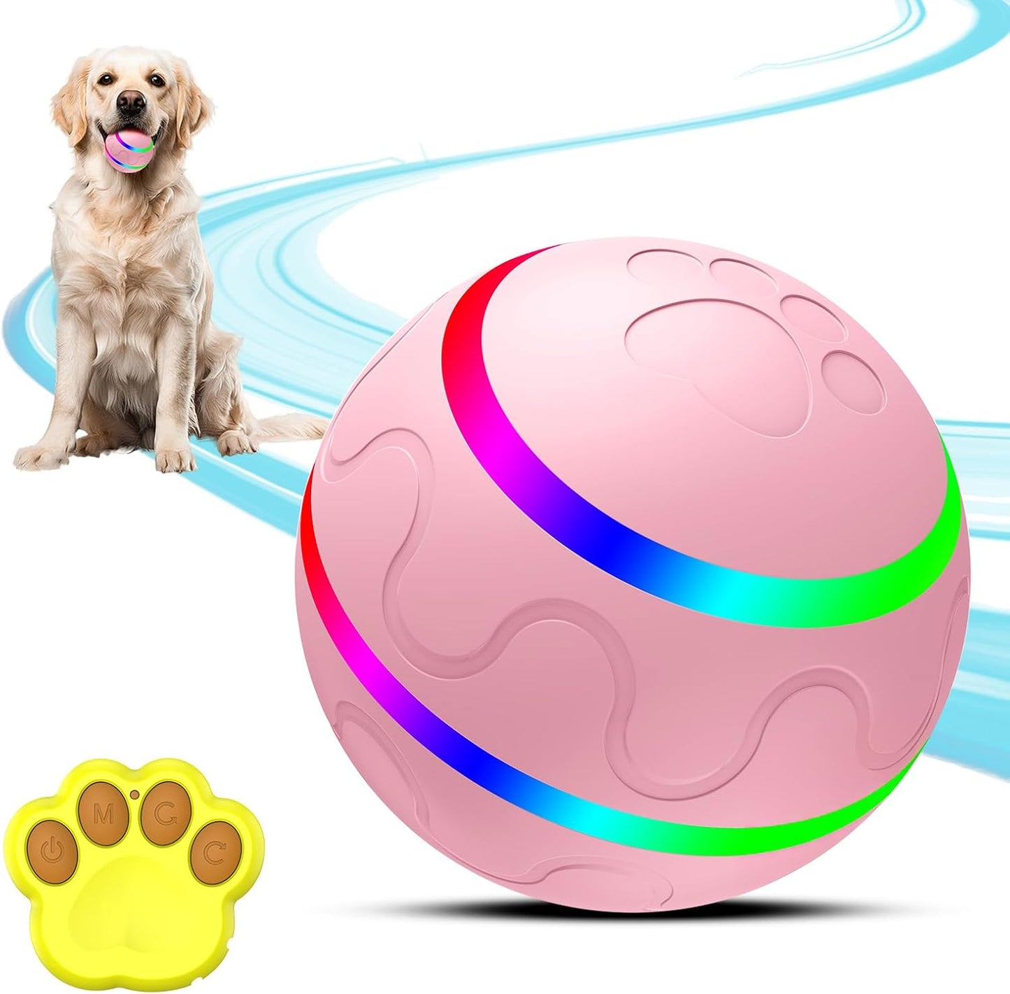 Interactive Dog Toy, Smart Interactive Dog Ball Remote Control, Automatic Moving, Bouncing, Vibrating Pet Toys for Medium Large Dogs, Safe Material, Rechargeable and Waterproof