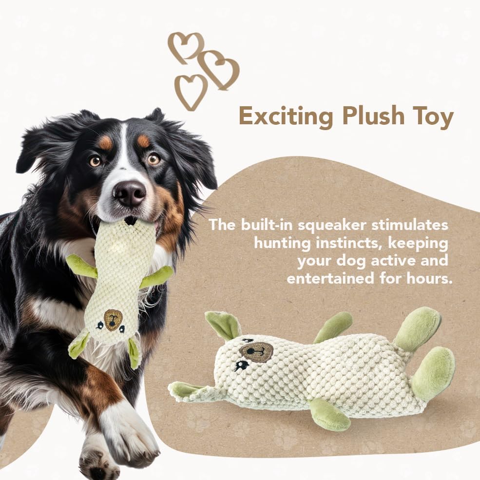 Eco-Bud Happy Pet Toy for Dogs, Densely Woven Squeaky Dog Toys with Built in Squeak, Long-Lasting and Durable Dog Toys, Recycled Plush Dog Squeaky Toys