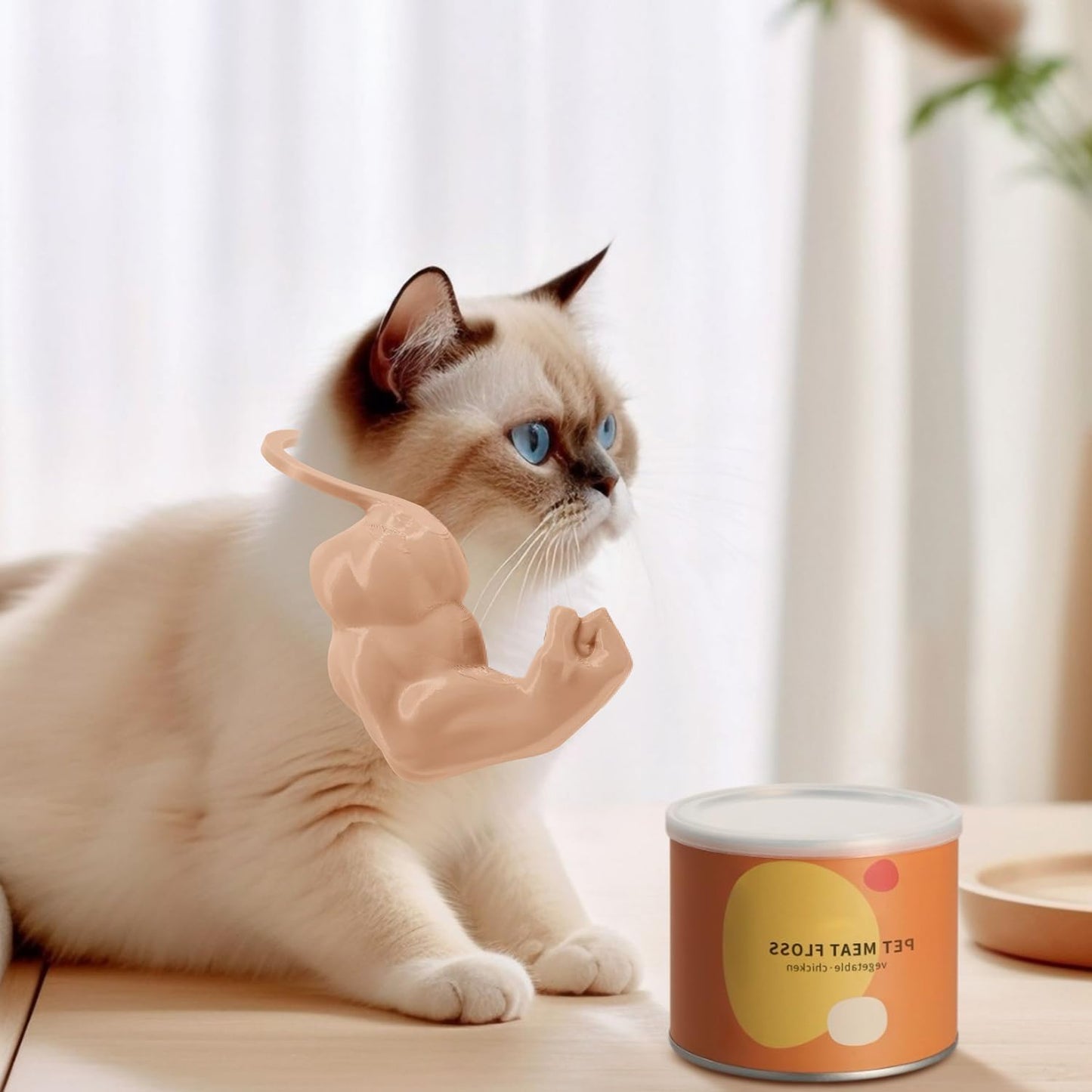 Creative Cat Muscle Arms,3D Printed Cat's Neck Arm with Muscle,Funny Pet Props Hanging Arm for Kitten Birthday Party Supplies,Funny Halloween Costume Prop Adjustable Lightweight Design (Beige)