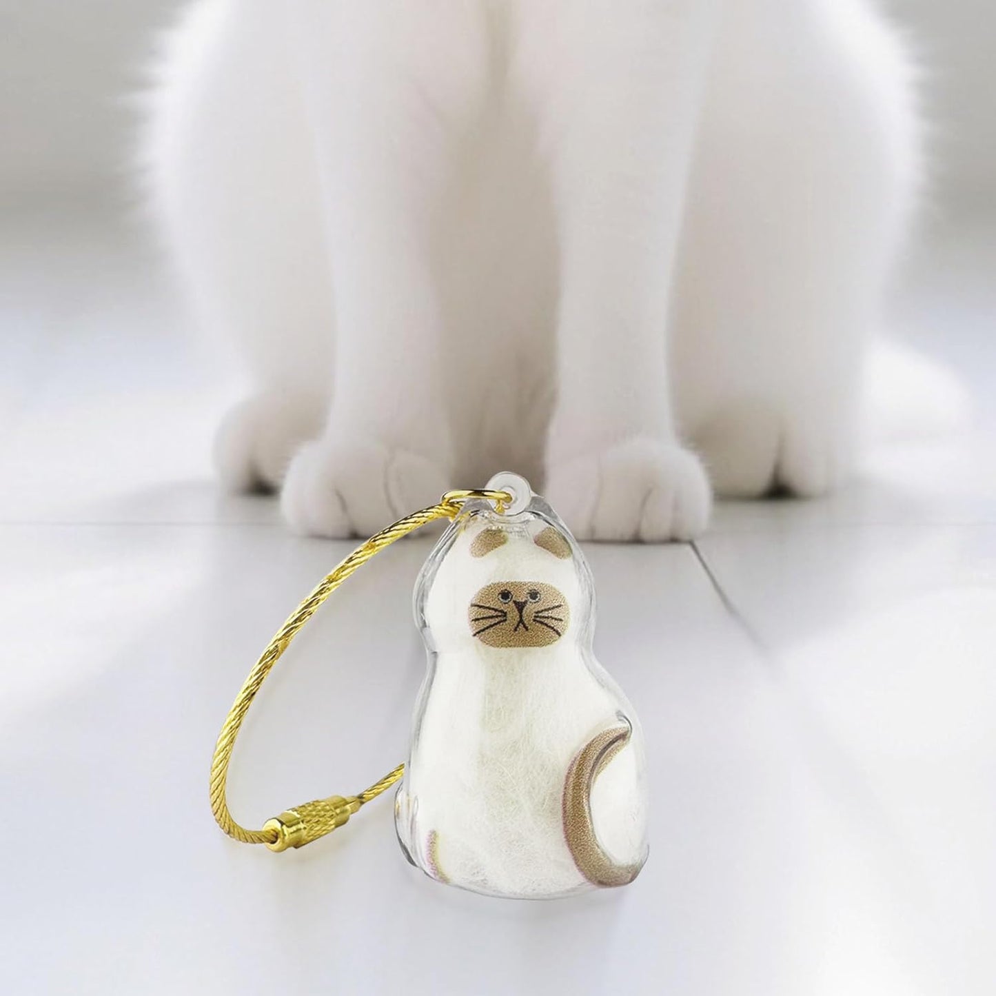 Cat Hair Keychain, 2Pcs Cat Hair Storage Bottle，Pet Fur Keepsake,Pet Hair Storage/Memorial Keychain,Cute Pet Memorial Gifts,[D Model]