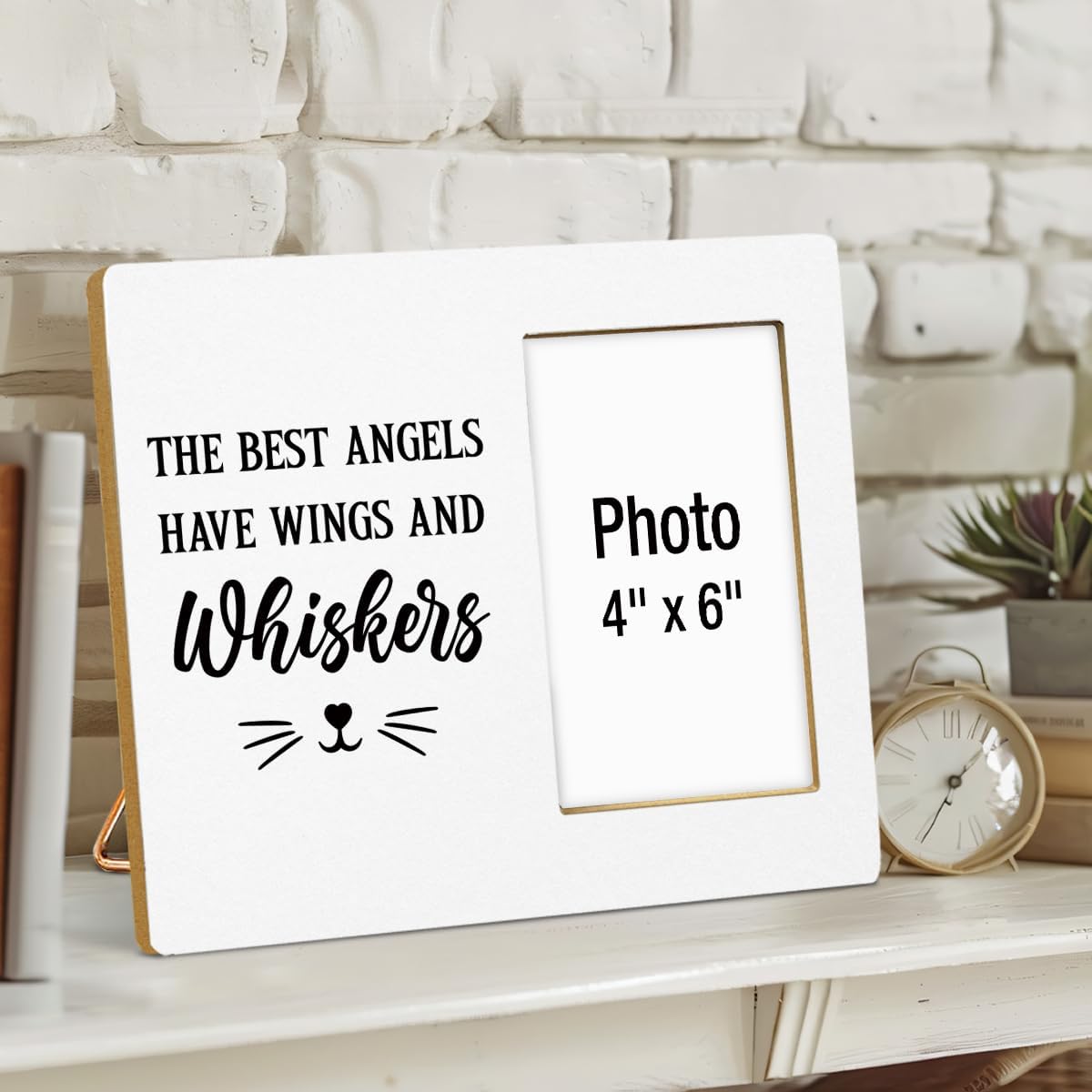 Cat Memorial Gifts for Loss of Cat Photo Frame, Pet Memorial Gifts for Cats, Grief Gift for Women, Pet Passing Away Remembrance Presents Wooden Picture Frames, Photo 4 x 6 Inches