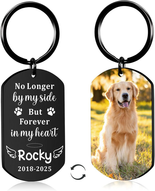Pet Memorial Gifts for Dogs Cats Custom Keychain with Picture Name Personalized Bereavement Gift for Loss of Pet Sympathy Gifts Dog Passed Away Gift Grieving Remembrance Memorial Keychain Keepsake