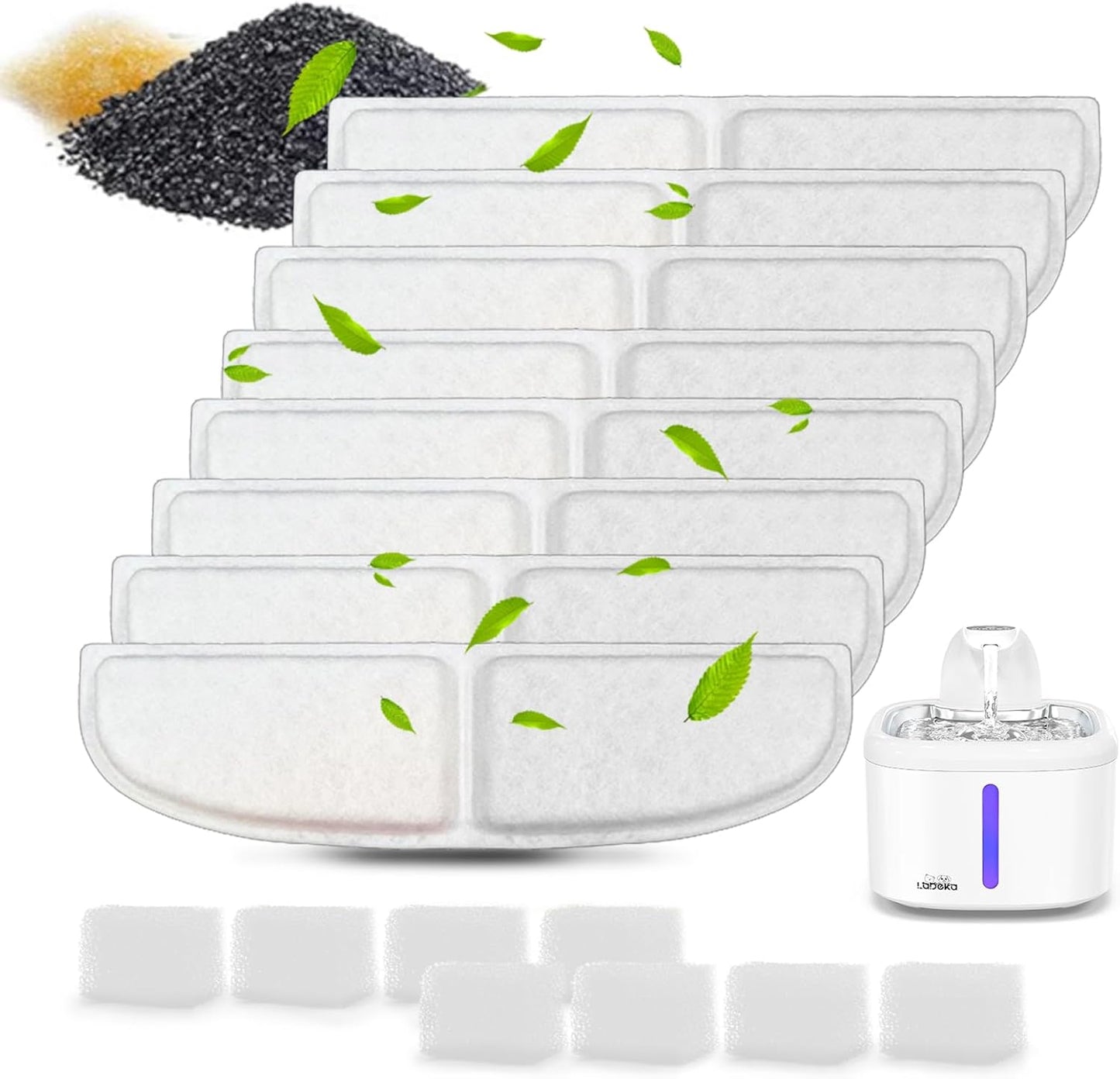 16 Pack Cat Water Fountain Filters, Cat Fountain Replacement Filters for 3.5L/118oz Cat Water Fountain, for W02 Pet Fountain