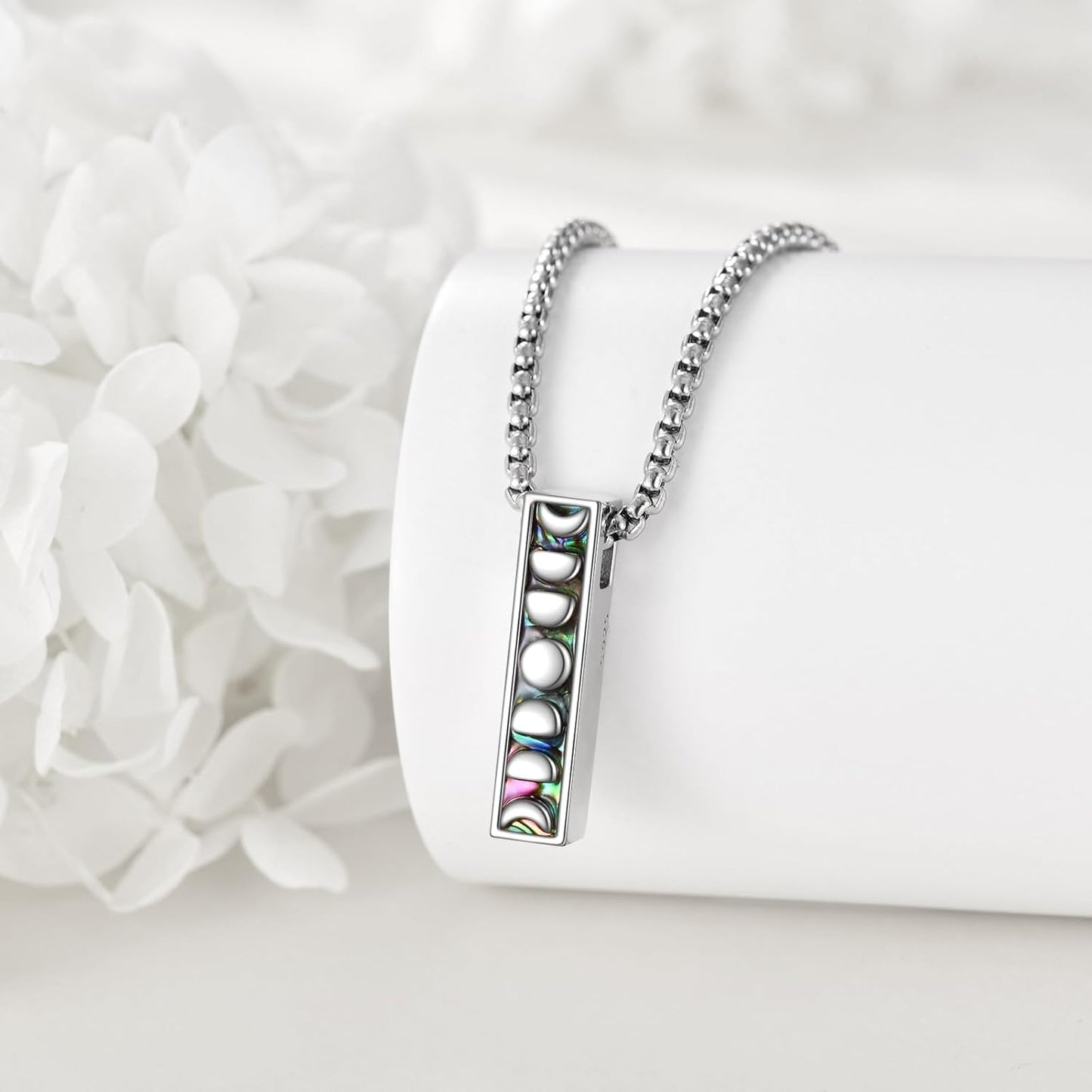 Urn Necklaces for Ashes Sterling Silver 3D Vertical Bar Memorial Pendant for Loved Ones Keepsake Cremation Jewelry Gifts for Women Men