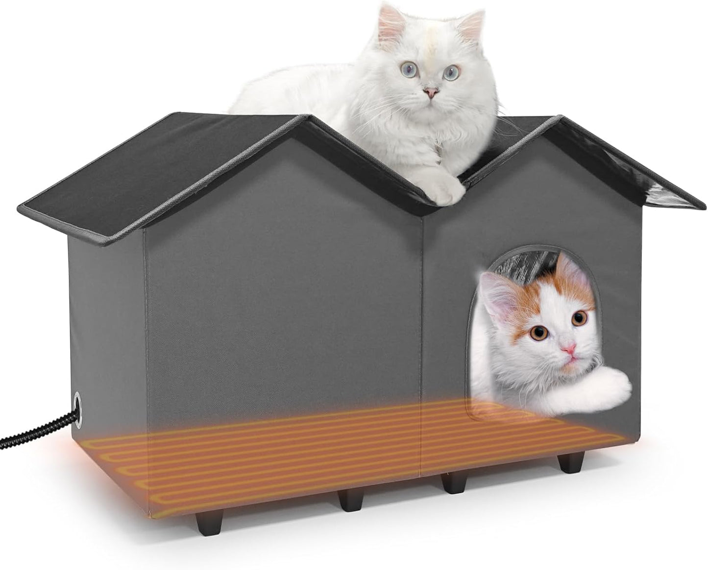 NAMOTEK Heated Cat Houses for Indoor/Outdoor Cats with Elevated Heated Cat Bed Providing Safe Feral Cats, Easy to Assemble Large (23" x 13" x 18")