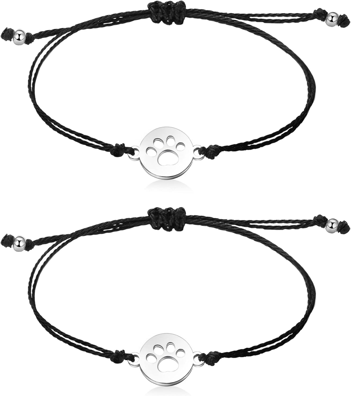 2pcs Commemorative Bracelets,Sympathetic Paw Print Friendship,Commemorative Gift for Cat and Dog Lovers