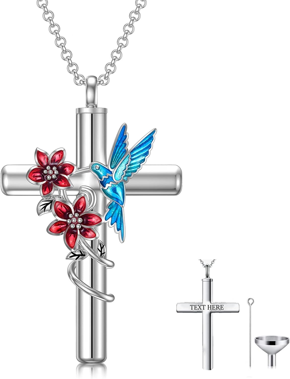 Cross Urn Necklace for Ashes 925 Sterling Silver Cremation Jewelry with Funnel Filler Kit Ashes Necklace for Human Women Girl Pets