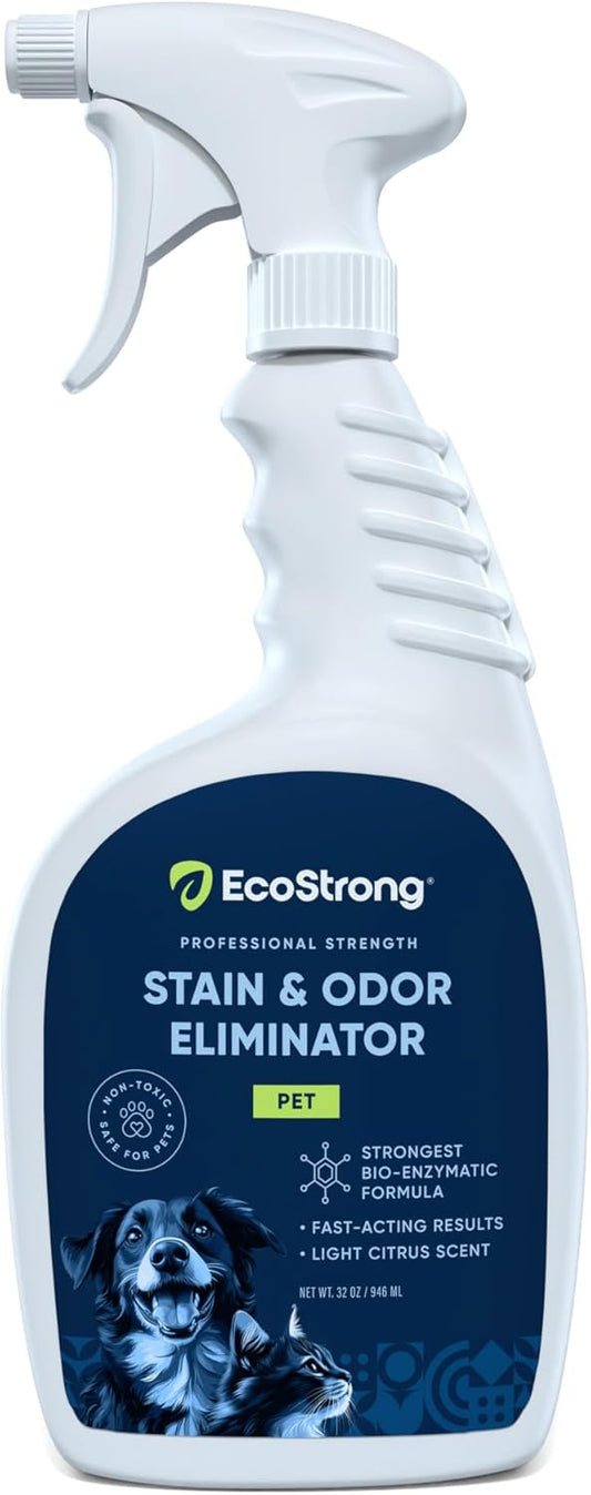 Eco Strong Pet Stain and Odor Remover - Cat Urine Enzyme Cleaner Destroyer, Urine Destroyer for Dogs, Pet Urine Enzyme Cleaner - 32 OZ