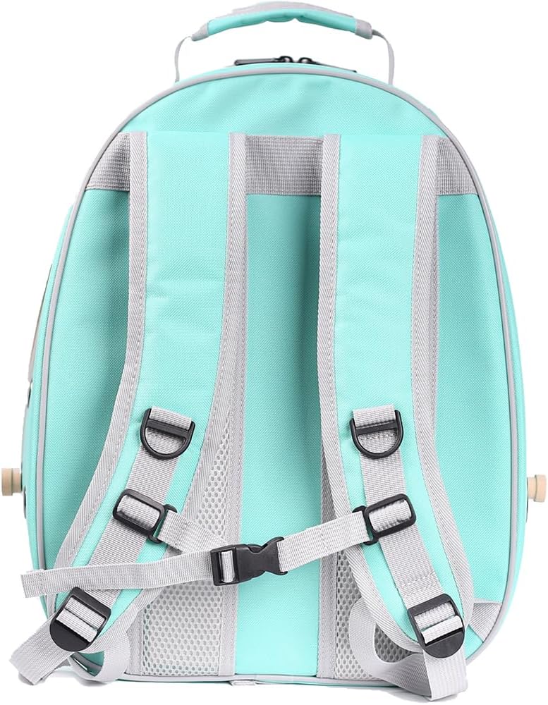 Bird Traval Carrier Cage, Multi Vent Holes Clear Space Capsule Astronaut Backpack to Carry Parakeet Cockatiel Parrot with Metal Tray Wood Perch, Vet Transport Book Bag