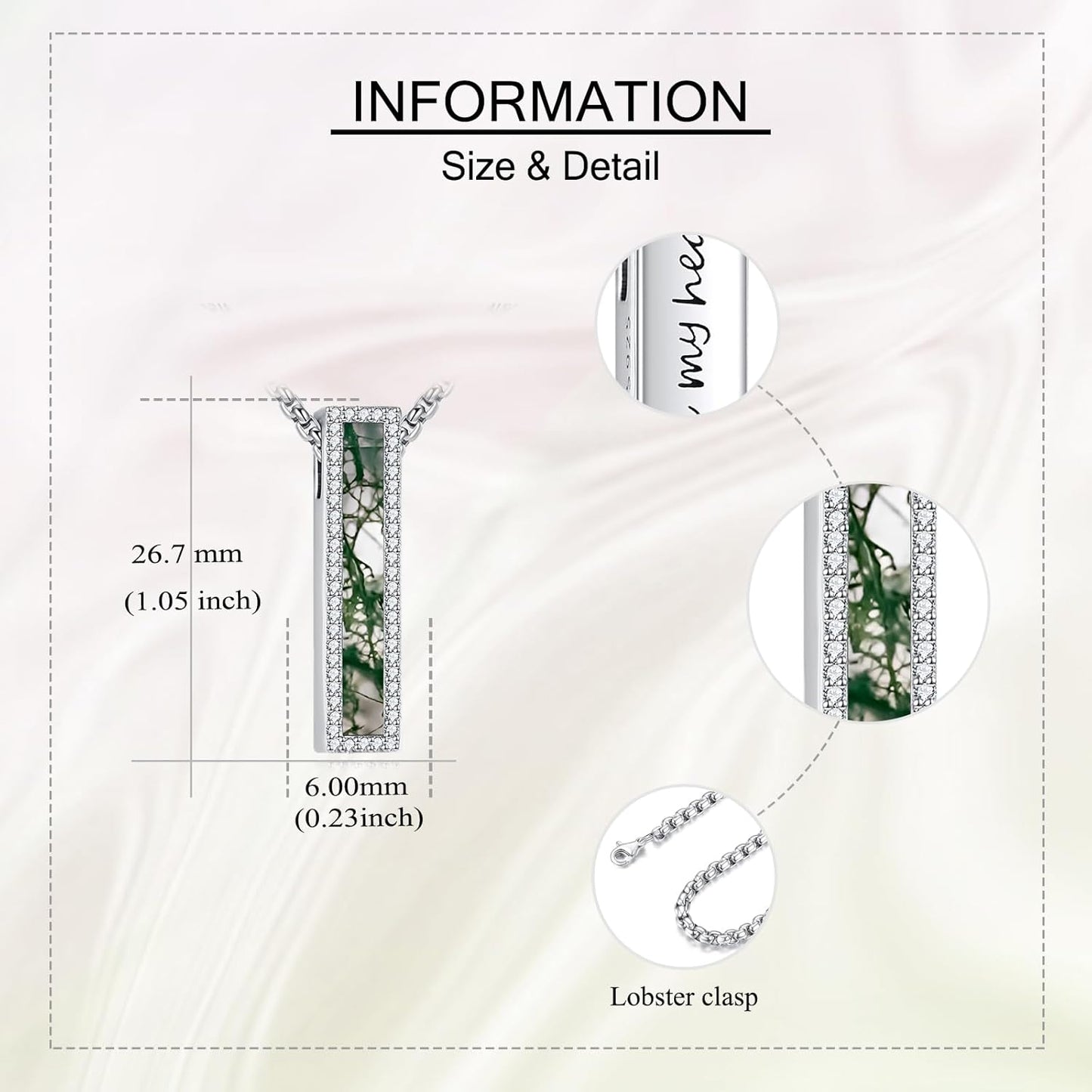 Urn Necklaces for Ashes Sterling Silver 3D Vertical Bar Memorial Pendant for Loved Ones Keepsake Cremation Jewelry Gifts for Women Men