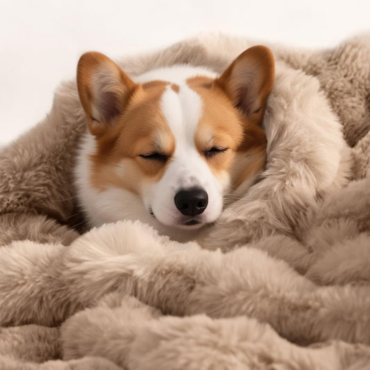 Dog Blanket Ultra Soft Fuzzy Faux Fur Cat Blankets for Indoor Cats Ultra Soft Plush Faux Fur Machine Washable Reversible Pet Throw Protector for Couch Furniture 28"X 22" Coffee