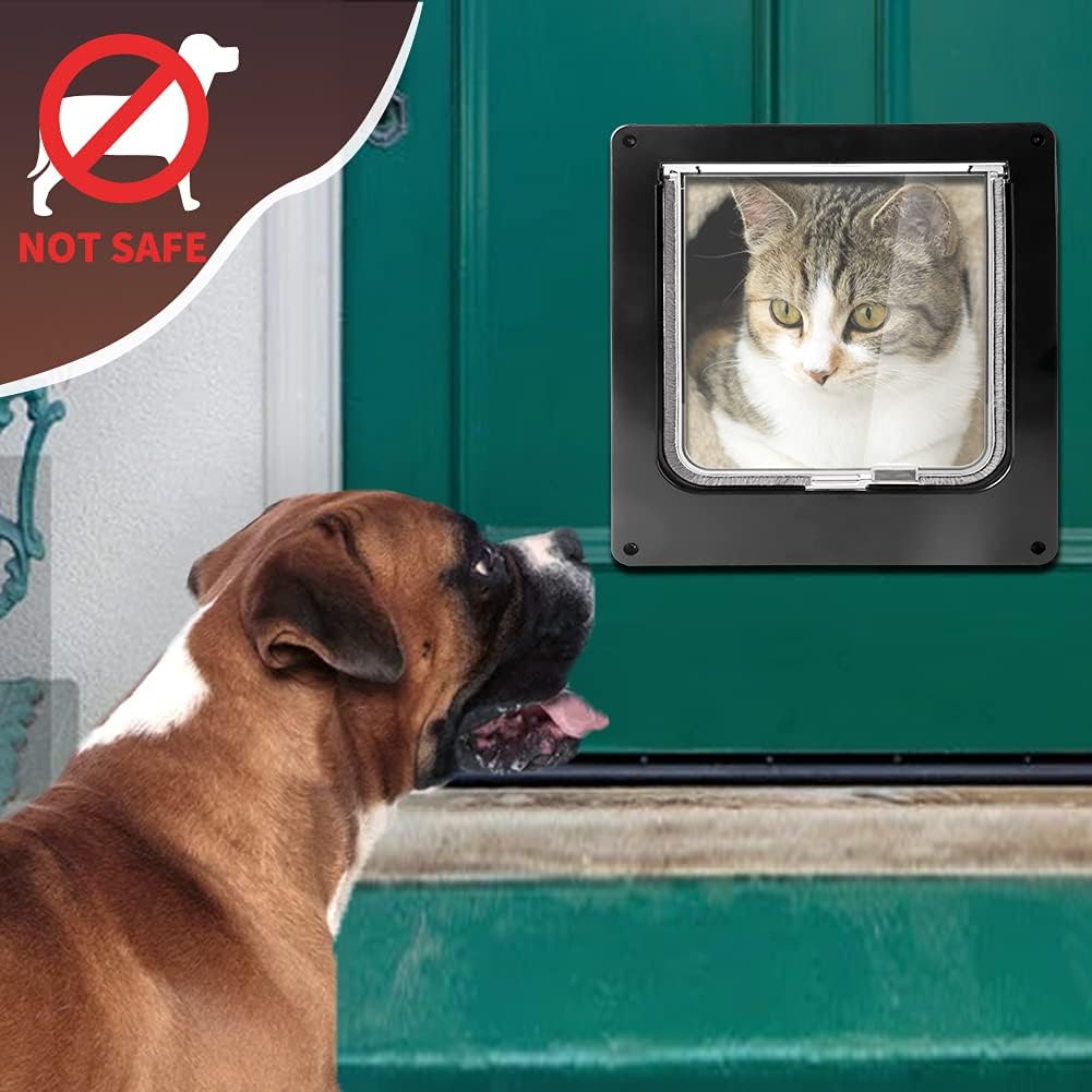 Cat Doors(Outer Size 11.6" x 10"), 4-Way Locking Cat Door for Interior Exterior Doors, Weatherproof pet Door with Magnet for Cat or Dog < 23.6 inches in Girth(Black XL)