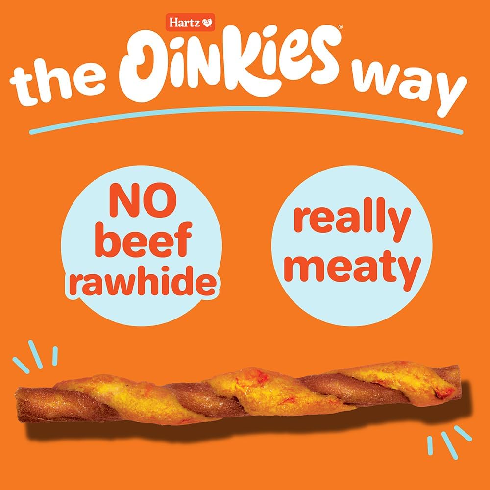 Hartz Oinkies Twirls + Collagen to Support Skin & Joints, Made with Real Chicken Breast, Highly Disgestible Dog Chews, 20 Count