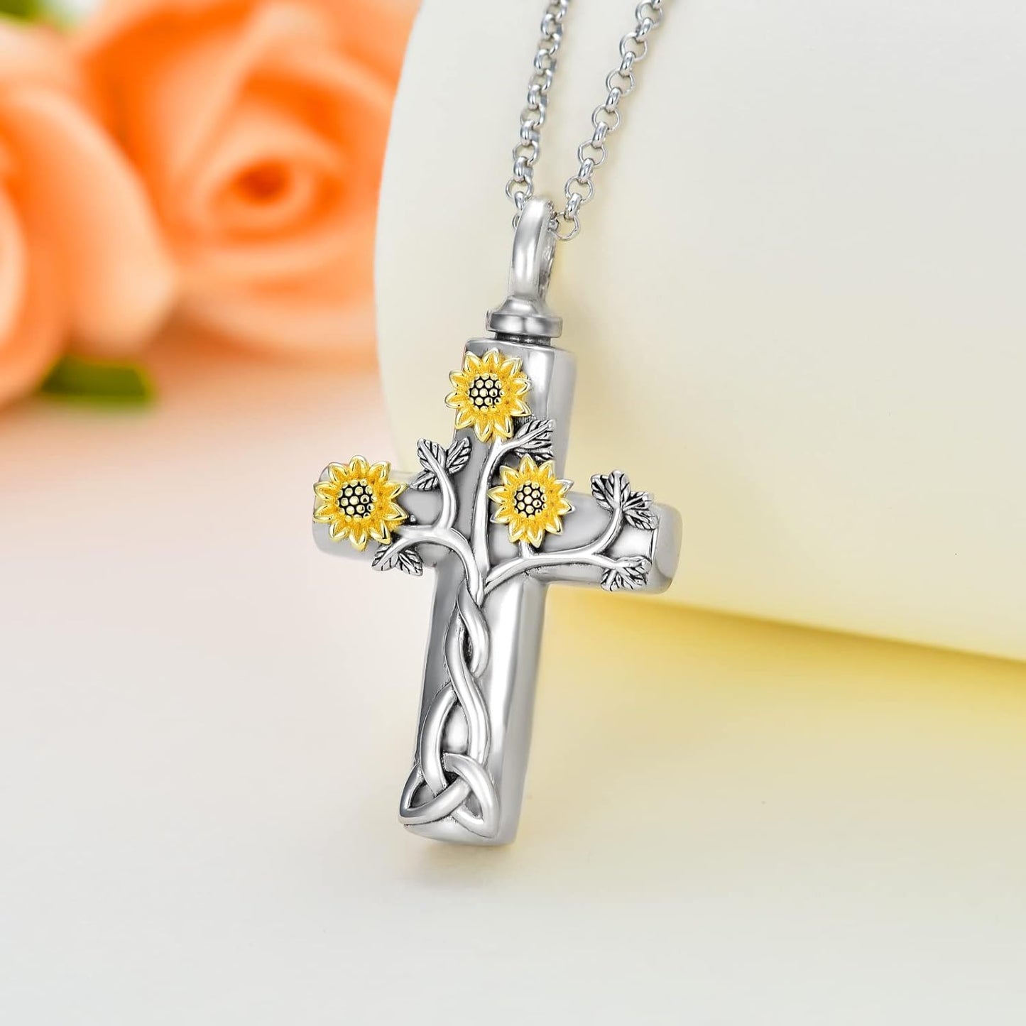 Cross Urn Necklace for Ashes 925 Sterling Silver Cremation Jewelry with Funnel Filler Kit Ashes Necklace for Human Women Girl Pets