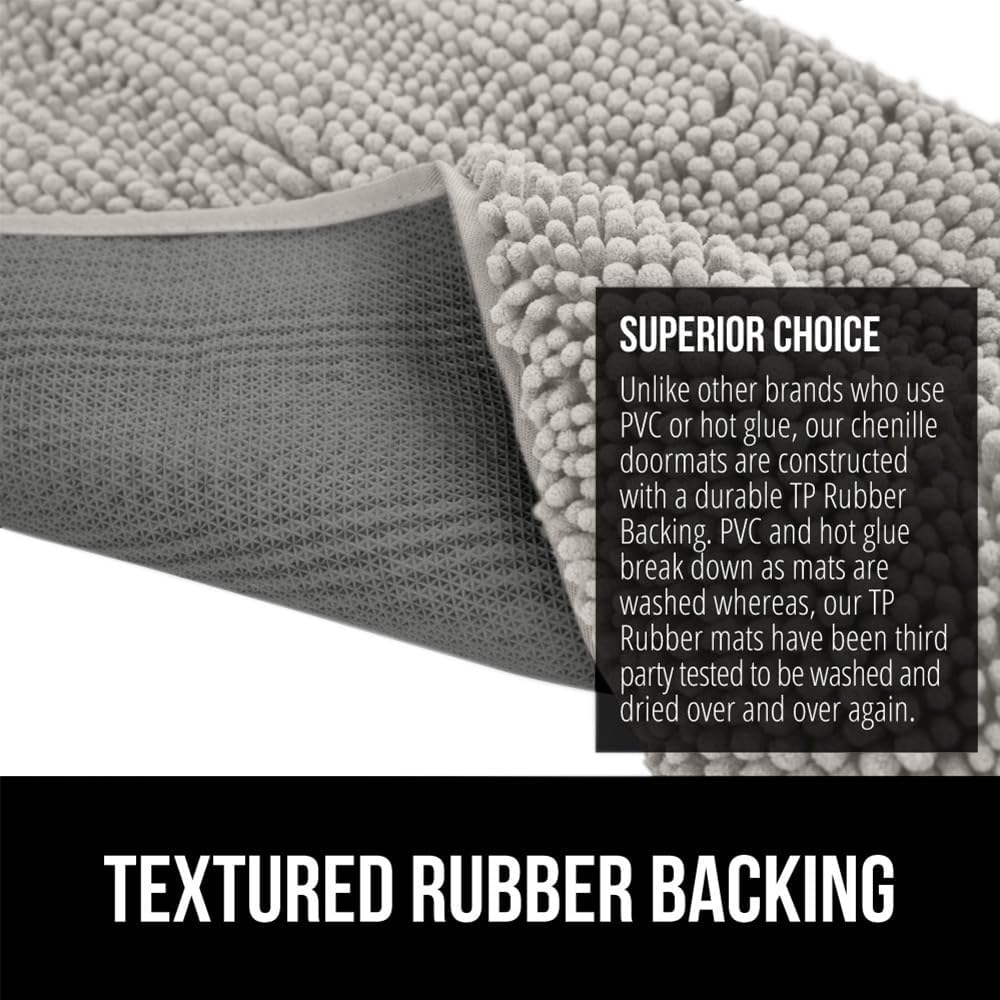 GORILLA GRIP Dog Doormat, Absorbent Doormats for Muddy Dogs Paws, 60x36 Machine Washable Soakstopper Rugs, Cleaner Floors, US Designed Pet Bed Door Mat, Indoor Entrance Pets Rug, Light Gray