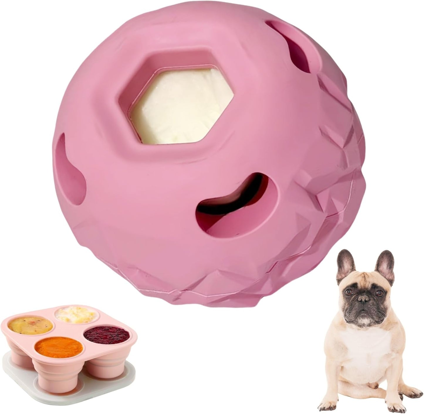 Interactive Dog Chew Toys, Large Dog Toys, DIY Treat Dispenser, Puzzle Toys for Dogs – Reduce Anxiety & Boredom, Homemade Treat Dispenser, Birthday Gifts for Dogs, Diamond Pattern Pink (25-85 lbs)