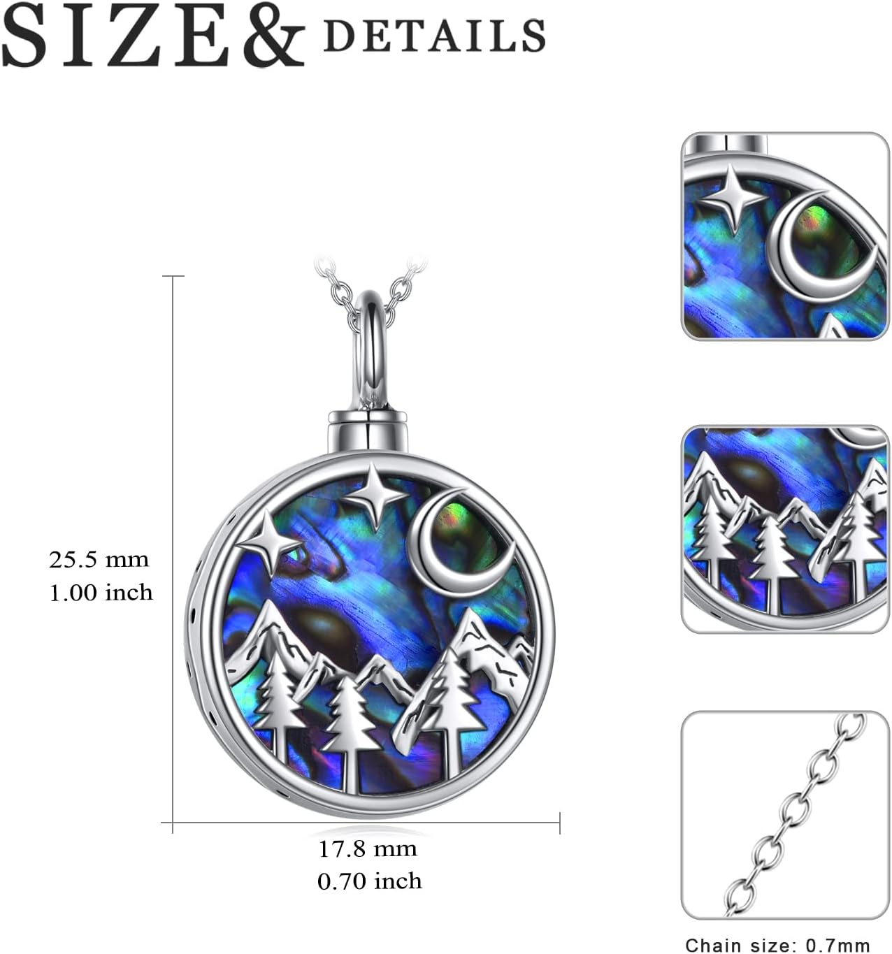 WINNICACA Urn Necklace for Ashes Sterling Silver Abalone Shell Cremation Jewelry for Ashes Jewelry Gifts for Nature Lovers Keepsake Memorial Jewelry for Women