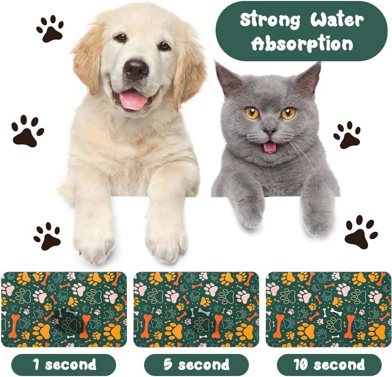 Dog Food Mats for Floors Waterproof, Dog Cat Water Bowl Mats Pet Feeding Absorbent Mat Dog Cat Pet Placemats for Food and Water Bone 17 * 30 inch