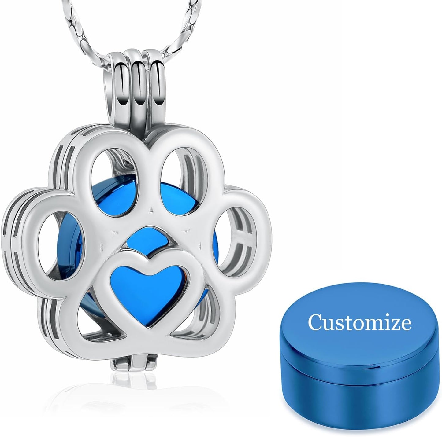 Imrsanl Pet Ashes Necklace Cremation Jewelry for Cat Dog Ashes Pendant Paw Print Urn Necklace for Women Men Keepsake Jewelry for Memorial Locket