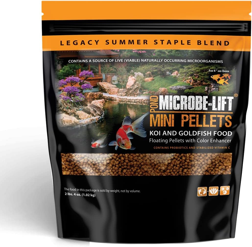 Microbe-Lift MLLMPMD Mini Floating Fish Food Pellets for Ponds, Water Gardens, and Fountains, for Small Live Goldfish and Koi, 2.25 Pounds