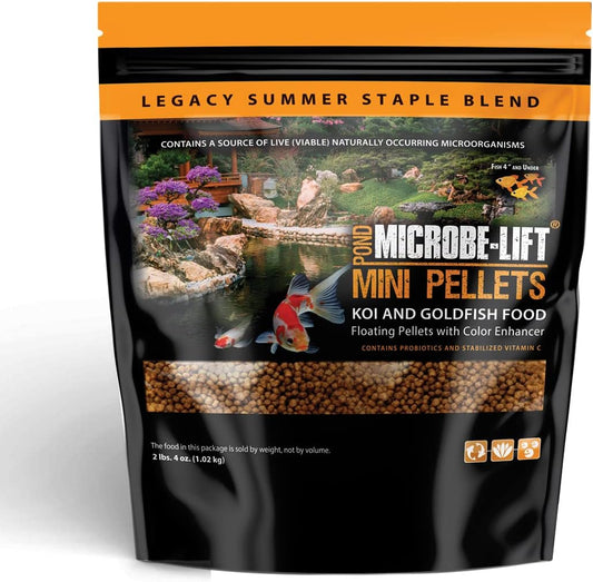 Microbe-Lift MLLMPMD Mini Floating Fish Food Pellets for Ponds, Water Gardens, and Fountains, for Small Live Goldfish and Koi, 2.25 Pounds