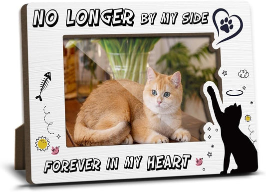 Cat Memorial Photo Frames Dog and Cat Loss Remembrance Gift Sympathy Keepsake for Pet Lovers Condolence Present for Pet Owner No Longer by my Side Forever in my Heart Picture Frames 4x6 Photo - YY009