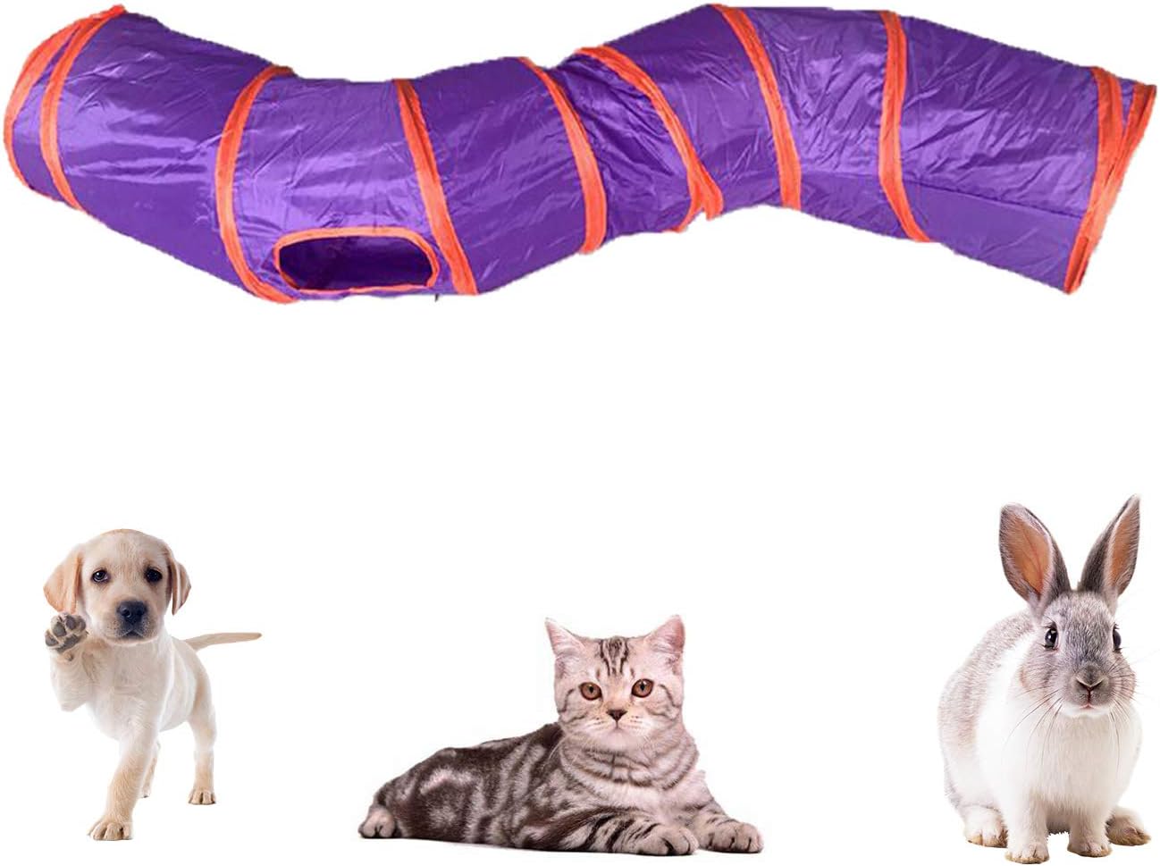 iCAGY Cat Tunnel for Indoor Cats Interactive, Rabbit Tunnel Toys, Pet Toys Play Tunnels for Cats Kittens Rabbits Puppies Crinkle Pop Up 47" Shape S