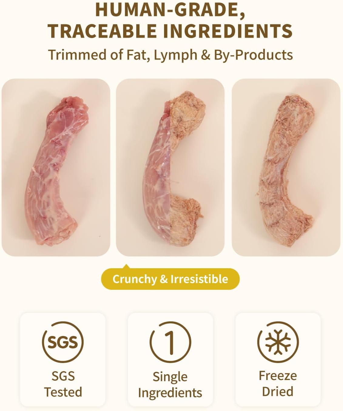 Freeze-Dried Chicken Neck Treat for Small Dog & Cat, Natural Single Ingredient Cats Dogs Dry Food, Healthy Whole Cut Pet Raw Treats for Dental Care (3.5 oz)