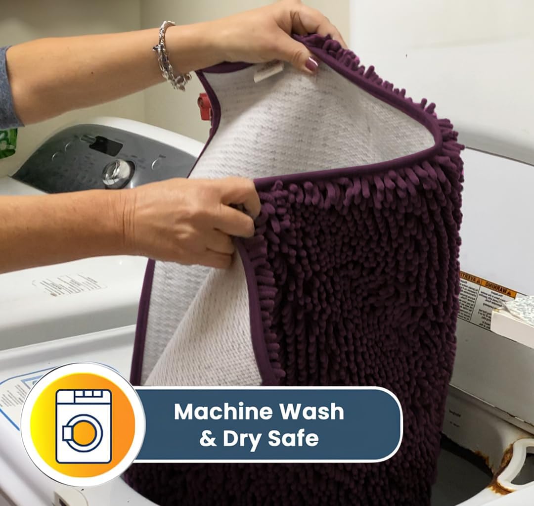 Muddy Mat® Shown on TV – Super Absorbent Door Mat Indoor, Microfiber Quick Dry Chenille Entryway Rug, Non-Slip Front Door Mat, Indoor Mats for Entryway, Machine Washable Pet Rug, Dark Purple 24"x36"