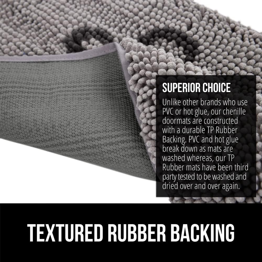 GORILLA GRIP Dog Doormat, Absorbent Doormats for Muddy Dogs Paws, 36x24 Machine Washable Soakstopper Rugs, Cleaner Floors, US Designed Pet Bed Door Mat, Indoor Entrance Pets Rug, Paw Gray